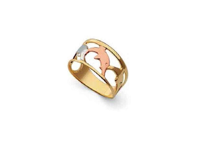 Three Tone Plated Dolphin Ring